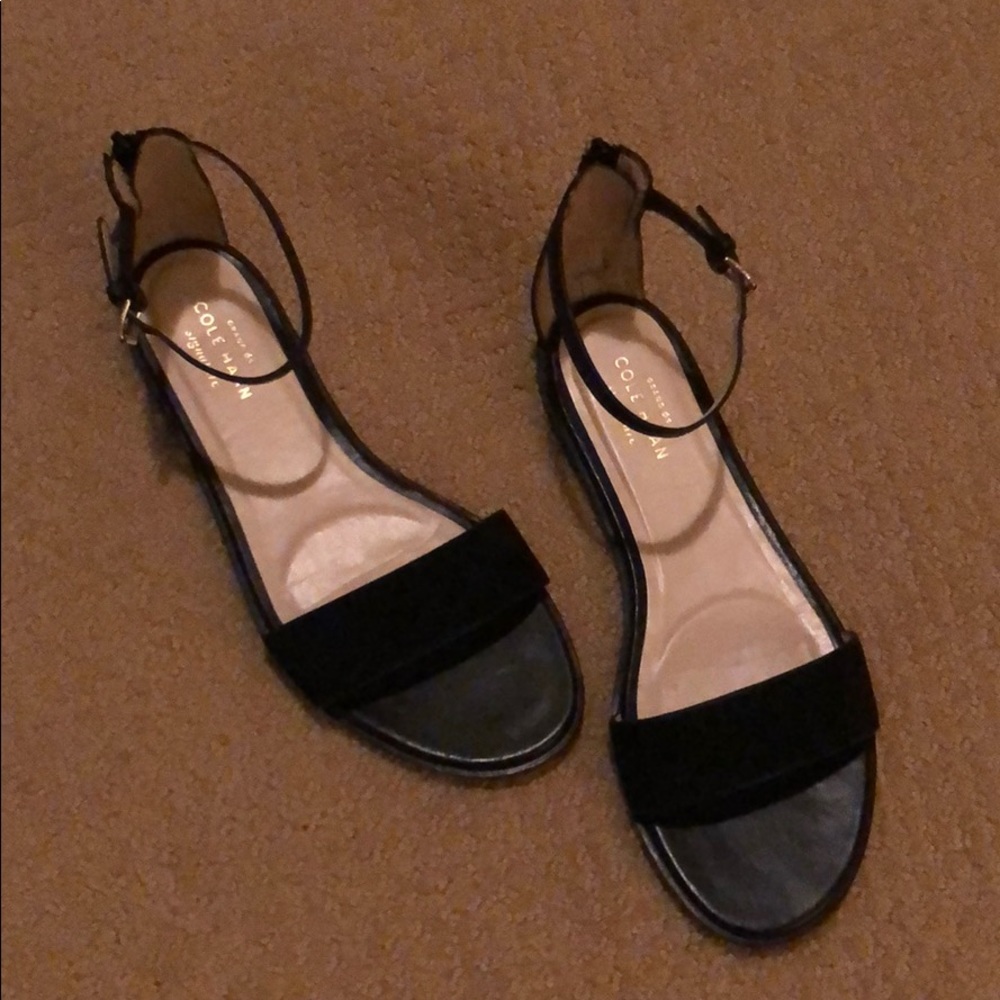 Cole Haan Signature Black Velvet and Leather Flat